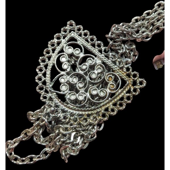 Vintage Etruscan Style Filigree Pendant And Tassel Necklace - Picture 2 of 7